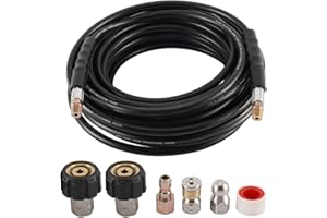 DasMorine Sewer Jetter Kit for Pressure Washer,1/4" NPT, Sewer Jet Hose,5800PSI,Rotating Sewer Jetter Nozzle, Button Nose Sewer Jetter Nozzle,Coupler,1/4" Quick Disconnect Plug (30m)