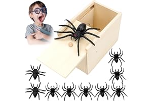 Rienan Pająk w pudełku, Spider Prank Box, zabawka dla dzieci i dorosłych, pudełko z pająkiem z 7 realistycznymi pająkami, zabawna niespodzianka, ulubione imprezy