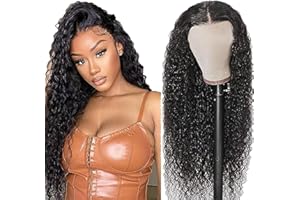 AiPliantfis Peluca Pelo Humano Negro Pelucas Mujer Pelo Natural Human Hair Wig Curly Wave Lace Wig Glueless Wig Wear and Go Brazilian Remy Hair Unprocessed Virgin Hair 26 Inch