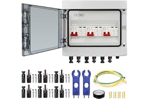 CISSIYOG Überspannungsschutz PV, DC 40A/1000V Trennschalter, Blitzschutz Leitungsschutzschalter(3 in 3 out), Solar PV Anschlusskasten IP65 Wasserdicht
