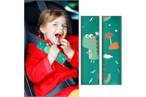 FUTUHADA 2Pcs Copri Cintura di Sicurezza, Simpatico Dinosauro Protezione Copricintura Auto Bambini Traspirante e Delicato Sulla Cuscino Imbottitura Cintura Auto per Seggiolini su Auto Passeggino e Bici