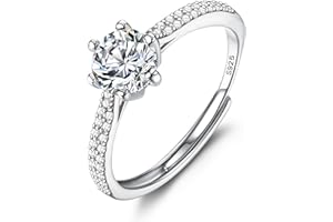 JeweBella Anillos Mujer Plata de Ley 925 Anillos Ajustable Circonita Cúbica Anillos Compromiso Elegante Brillante Anillos Promesa Mujer Plata para Alianza Boda Joyería Regalo Aniversario
