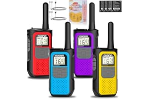 AWANFI Walkie Talkie Recargable con 1200mAh Batería, 4 Piezas Walkie Talkie para Adultos Niños, 16 Canales Walkie-Talkies con VOX, Walky Walky para Regalos Aventuras Camping Senderismo