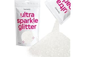 Hemway Ultra Sparkle Glitter White 100g / 0.35oz Multi-Purpose Epoxy Resin Arts & Crafts Cosmetic Safe Body Hair Face Nail Weddings Art Beauty Tumblers Flowers Powder Dust Premium