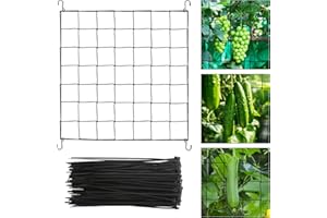 KUHAWL Scrog Netz Grow Netz, 100 x 100 cm Growzelt Pflanzennetz Wachsen Zelt Netz Nylon Netz für Garten Obstgarten, Ranknetz für Kletterpflanzen Gurken mit 4 Haken für Pflanzenfür Gemüse Früchte Blumen