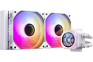 GOLDEN FIELD LL240 White AIO Liquid Cooler CPU Water Cooling Cooler, 2 ARGB PWM Fans, TDP 200W CPU Fan with Infinite mirror vision pump, compatible with AMD AM4/AM5, Intel LGA2011