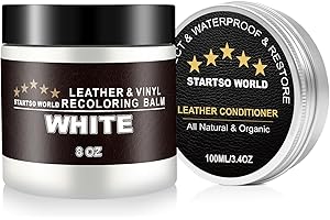 STARTSO WORLD Kit de Réparation Cuir Blanc - 200ml de Teinture Cuir avec 100ml d'Entretien - Peinture Cuir Liquide pour Réparer les Rayures et la Décoloration sur Canapés, Sièges d'Auto, Vinyle, Chaussures