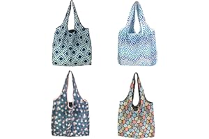 Kytpyi bolsa de la compra plegable grande, 4 piezas bolsas reutilizables ecológicas, con asas de tela, para uso diario viajando.