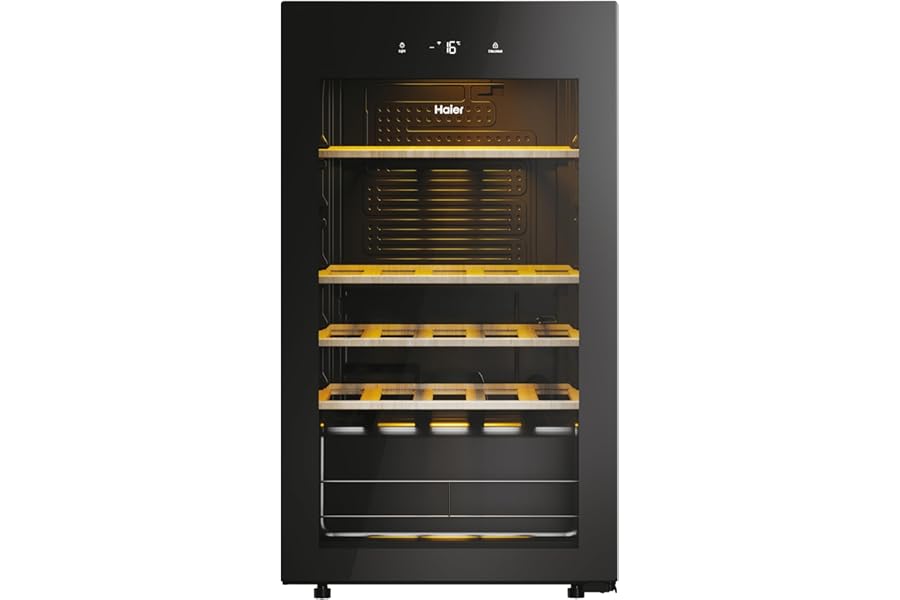 Haier, Wine Cellar HWS34GGH1, Wine Bank 50 Series 3, 34 Bottles, 37 dB, Connected, Anti-UV Glass, Monozone, Black, HxWxD 85 x 47.5 x 45.7 cm [Energy Efficiency Class G]