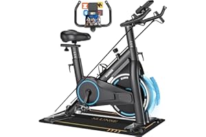 SLUNSE Exercise Bike, Adjustable Magnetic Resistance Spin Bikes Equipment for Home Use, Stationary Bike App Compatible with Digital Monitor, Upgraded Seat Cushion, 180KG Weight Capacity