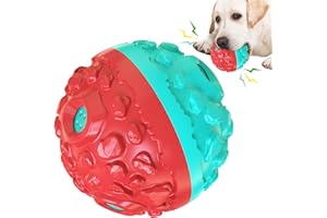 CYBERNOVA Interaktywna trwała piłka do żucia dla psów, zabawna piszcząca piłka psów, dla małych, średnich i dużych ras (czerwona + niebieska)