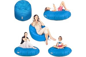 PATCH HOME Patchhome - Pouf 2 in 1, cuscino da pavimento, poltrona a sacco da gaming, per adulti e bambini, con imbottitura (Ø 125 cm, blu reale)