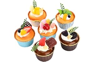 Pumpumly 6PCS Fake Cupcake Faux Cakes Simulation Sprinkle Artificial Food Cake Mixed Play Food Model Kitchen Photography Props Home Decoration Display