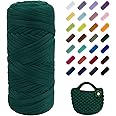 Uiopa T-Shirt Yarn, 200g/196ft Elastic Fabric Cloth Knitting T Shirt Yarn, Olive Green Thick Crochet Fabric Ribbon for Crocheting Bags/Baskets/Rugs, Home Decor, DIY Crafts