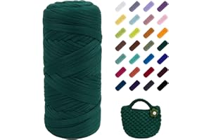 Uiopa Trapillo para Crochet, 200g/60m Hilo Crochet de Camiseta, Hilo Grueso Trapillo para DIY y Tejido, Bolso de Mano, Manualidades, Decoración Hogareña (Verde Oliva)
