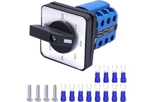 Taiss Interruptor de leva universal, 5 posiciones, 20 A, 550 V, 5 posiciones, 12 terminales, interruptor de conmutación + SV2-4S LW26-20 0-5/3