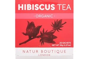 Natur Boutique Organic Hibiscus Tea Sachets, 1 Pack of 20 Sachets, 30 g