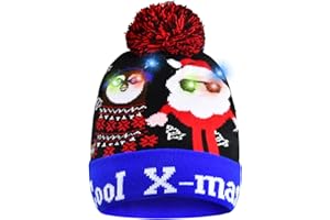 BEZAVEA Light up Christmas Hat Led Santa Hat Xmas Beanie Knit Cap Christmas Hats with Lights Flashing Silly Hat Funny Ugly Novelty Hat Winter Headwear Cap for Kids/Adults Holiday Christmas Party