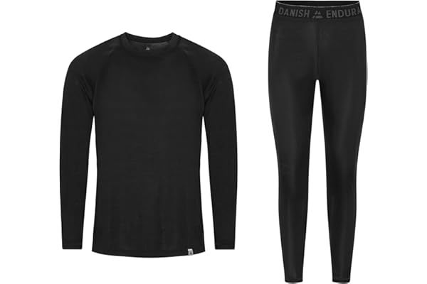 DANISH ENDURANCE sous-vêtements Thermiques pour Hommes et Femmes, Ensemble de sous-Couches, Recyclé, Bas et Haut à Manches Longues, Unisexe