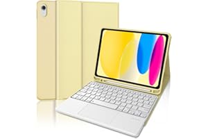 SENGBIRCH Teclado iPad A16 11/10 Generación (2025/2022) con Touchpad, Funda Teclado para iPad 10 Gen 10.9"/11 Generación 11 Pulgadas, Español Ñ Bluetooth Magnéticamente con Despetar/Dormir Auto Funda, Amarillo