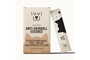 ivvi Anti-Boules de Poils Essence pour Chats – Crème à lécher avec Malt, Orme Rouge, inuline & psyllium – Soutien digestif Naturel – 30x15g – au Vrai Thon