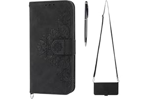 TOUCASA Funda con Cuerda para Xiaomi Redmi Note 11/ Note 11S, Piel Carcasa con Colgante Libro Tapa Flip de PU Cuero Magnético Protección con Colgante Correa de Cuello Cadena Cordón (Negro)