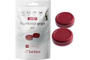 Setex Gecko Grip Cubiertas para Joysticks Analógicos, Antideslizantes, Microestructuradas, para PlayStation PS5, PS4, Xbox One, Switch Pro y Steam Deck (1 par), Color Rojo (Solo Cubiertas)