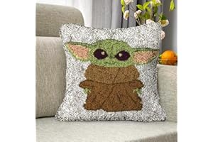 ROCKY&CHAO Latch Hook Kit 43X43CM Latch Hook Pillow Case Kits, DIY Latch Hook Cushion Kits Cross Stitch Embroidery Kits Latch Hook Pillow Cover Kits Home Decor