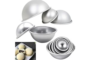 DXIA 10 Pieces Metal Bath Bomb Moulds, DIY Soap Bath Bomb Moulds Set, Cake Candle Crafting Moulds Aluminium Ball Shape, 5 Size Bath Molds Cake for Bath Bombs Handmade Soaps & Cake
