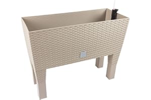 PROSPERPLAST Jardinera Rato 72 litros con riego en color mocca 80 x 33 x 65 cm con patas