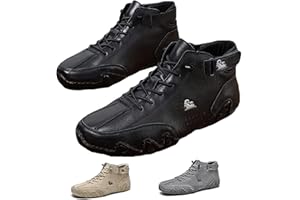 AHKISS Włoskie ręcznie wykonane zamszowe trzewiki męskie, wodoodporne, zamszowe, na rzep, buty na co dzień, sznurowane, płaskie buty do chodzenia, oddychające, antypoślizgowe, oddychające, Chukka