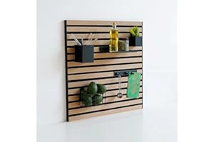 ‎STEINMINE - DESIGNMANUFAKTUR Steinmine - Designmanufaktur Wandorganizer (60 x 60 cm) - Akustikpaneel mit Eichenholzlamellen - inkl. Zubehör - einfache Montage - für Büro, Flur, Küche, Bad und mehr