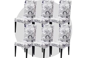 ZHILING Stuhlhussen Bezüge Set von 6 Super Fit Stretch abnehmbare waschbare Esszimmerstuhl Protector Cover Sitzbezug für Hotel, Esszimmer, Zeremonie, Bankett Hochzeitsfeier(Graues Rattan)