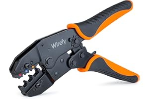 Wirefy Pince a sertir pour Cosse Electrique isolées - Pince à Sertir pour Cosses Electriques Automobile, Moto - Pinces à Sertir à Cliquet - 0,5-6mm2 Orange