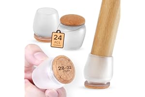 RCHYFEED Protector Patas Sillas 24 pcs, Protectores de Suelo para Patas de Silla, Transparente Protector Sillas Patas, Silicona para Patas, Tapas de con Fieltro Prevent Floor Scratches (Fit: 28-32mm)