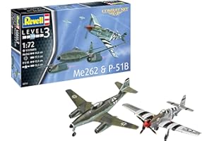 Revell Easy Click System - Modellino di modellino P-51D Mustang e Me262 A-1a, scala 1:72, leggendario aereo da combattimento della 2 guerra mondiale, con armamento, non necessita di incollaggio, per