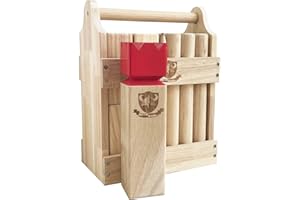 JACJOE ALL PRO Kubb Outdoor Game Viking Game Hardwood Garden Throwing Toy with Carry Bag (30 x 7.5 x 7.5 cm-KING)
