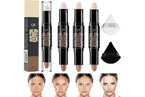 OHSN Contouring Sticks 3pcs Contour Stick 2-in-1 Conturingstift Konturenstift Highlighter Stick Bronzer Stick Milk Contour Stick Highlighter Stift Contour Stift Mit 2 Dreieckigen Nassen und Trockenen Puffs