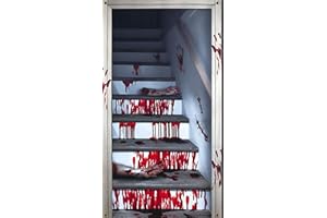 HOQQUE Halloween Decorazioni Addobbi Casa Tende Tenda per Porta Horror 180×100 Accessori Esterno Giardino Decori Gadget Decorazione Interno Hallowen Party Festa Cucina Finestra Appendere Interna Decorations