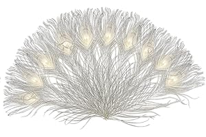 LONDGEN 10pcs Off-White 10-12inch Peacock Feathers for Craft Feather Mask Making Decoration