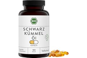Schwarzkümmelöl Kapseln BIO 180 Stück vegane Kapseln I ägyptisch - naturbelassen - kaltgepresst | 1000 mg pro Tagesdosis - bioKontor