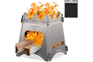 Lixada Réchaud à alcool portable pour le camping, la cuisine en plein air et la randonnée (poids léger) (Trou carré) - 18 10,7 / 15,3 cm Poêle en titane 15,3 * 15,3 * 18.0cm