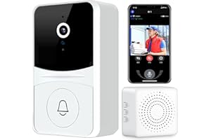 xiaomgu 2024 Security & Surveillance Equipment,Smart Wireless Remote Video Doorbell Intelligent Visual Doorbell Home Intercom HD Night Vision Wifi Rechargeable Security Door Doorbell (White)