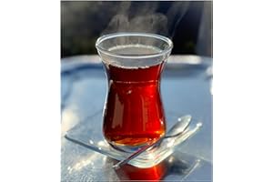 Topkapi Ajda-Sultan Juego turco de té de 18 piezas, 6 vasos de té, 6 platillos, 6 cucharillas de té, juego completo, transparente