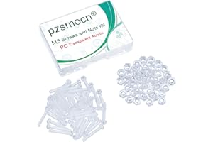 Pzsmocn 100 Pezzi / 50 Set M3 PC Kit Viti e Dadi Acrilico Trasparente. Vite in Plastica M3 * 25 mm PC Acrilico Trasparente Croce Stringere a Mano Vite Tonda e Kit M3 Dado Esagonale.