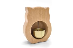 Musiin Timbre decorativo dorado para apertura de puerta, timbre magnético de madera con campana de latón, ideal para colgar en la entrada, para pared, tienda, armario, nevera y decoración de tienda