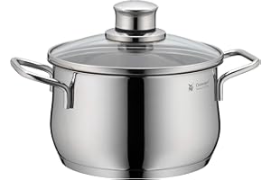 WMF Diadem Plus Kochtopf klein 16 cm, Glasdeckel, Fleischtopf Induktion 2l, Cromargan Edelstahl poliert, unbeschichtet