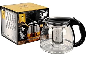 KARL HAUSMANN Glas Teekanne mit Siebeinsatz - 2L - Teekanne Glas - Tee Kanne mit Sieb - Tee kanne - Teekannen Perfekt Für Tee-Liebhaber - Stilvolles Design Glasteekanne