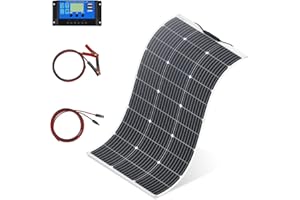 YINGGUANG 100W Flessibile Pannello Solare Kit carica Solare Monocristallina con uscita USB controller 10A per caricare batterie 12V 24V (GEL,AGM) Adatto per caravan, camper, barca, tetto