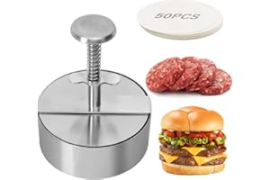 LXYANW Prensa Hamburguesas, Molde de Hamburguesa Acero Inoxidable 304 con Escala, Ajustable Prensa de Hamburguesa, Antiadherente Moldes para Hamburguesas para Fiestas, Cenas, Barbacoas